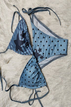Y2K Glitter Polka Dot Cross Wrap Swimwear