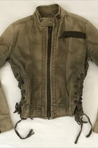 Y2K Retro Army Green Zipper Slim Jacket