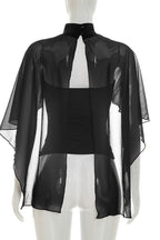 Fitted Bandeau Top with Chiffon Shawl