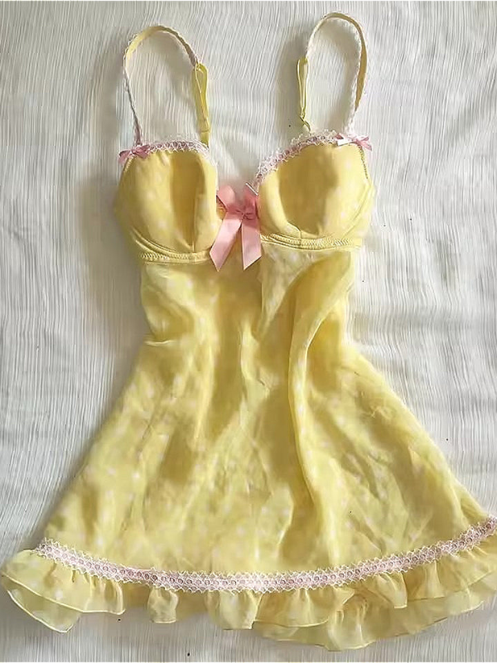 Sweet Y2K Print Ruffle Waist Mini Dress Main image