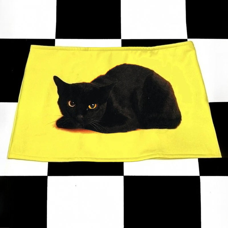 Y2K Cat Print Low-Waist Mini Skirt Secondary image