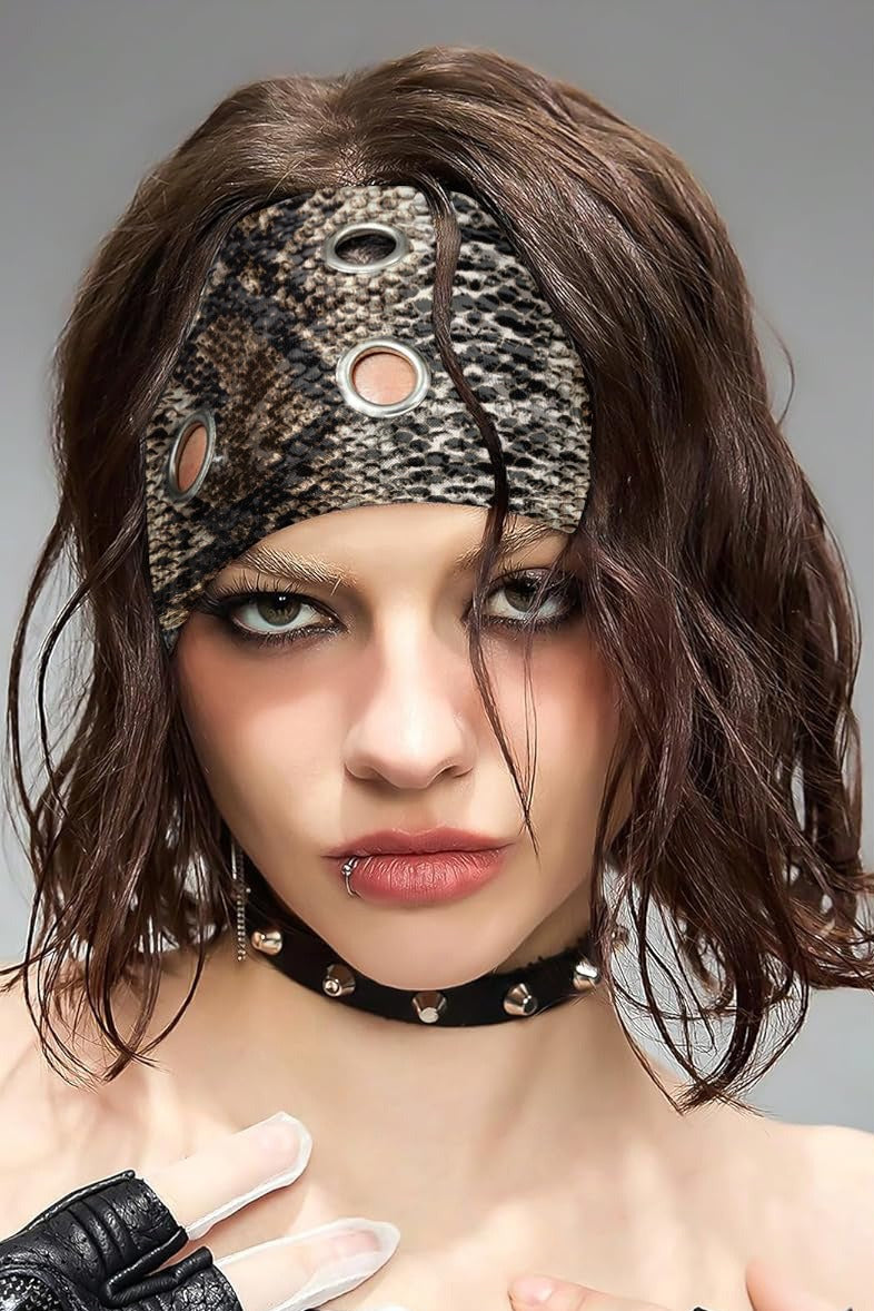 Punk Hollow Eyelet Animal Print Hair Accs