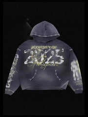 Dark Gothic Graphic Oversized Black Hoodie