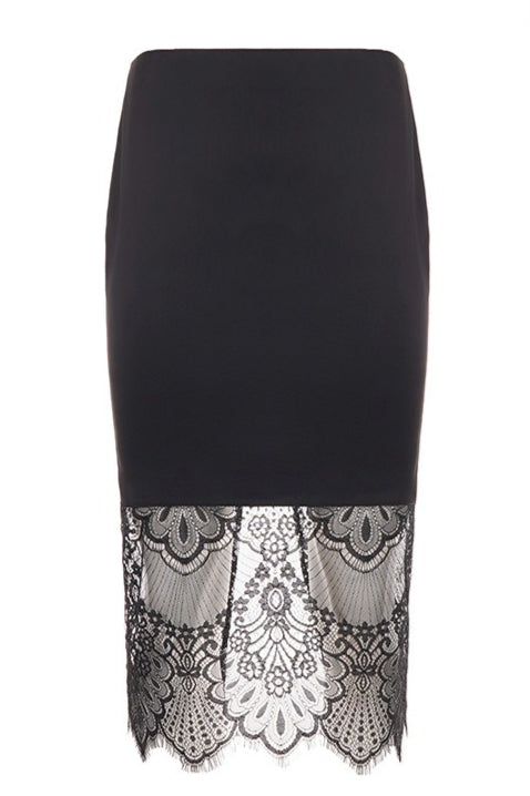 Scalloped Lace Hem Midi Skirts