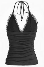 Gothic Lace Ruffled Pleated Cami