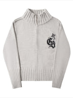 Gothic Embroidered Short Knit Cardigan Sweater