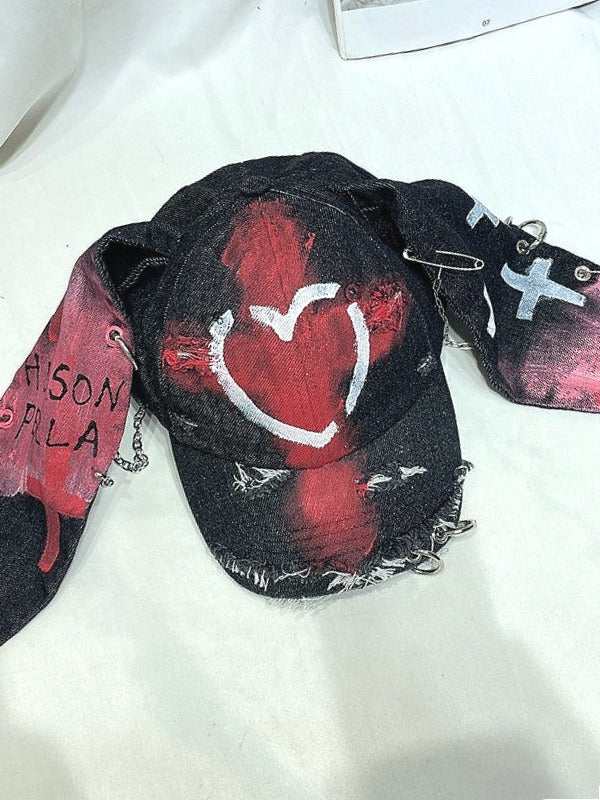 Punk Ripped Denim Bunny Ear Baseball Hat