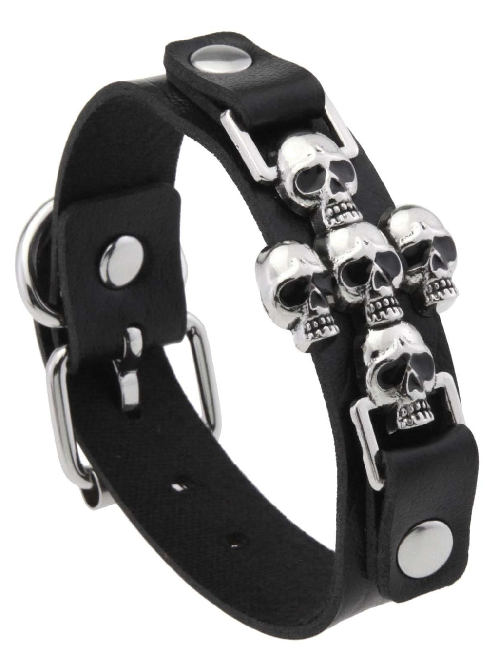 Gothic Cross Skull Leather Bracelet