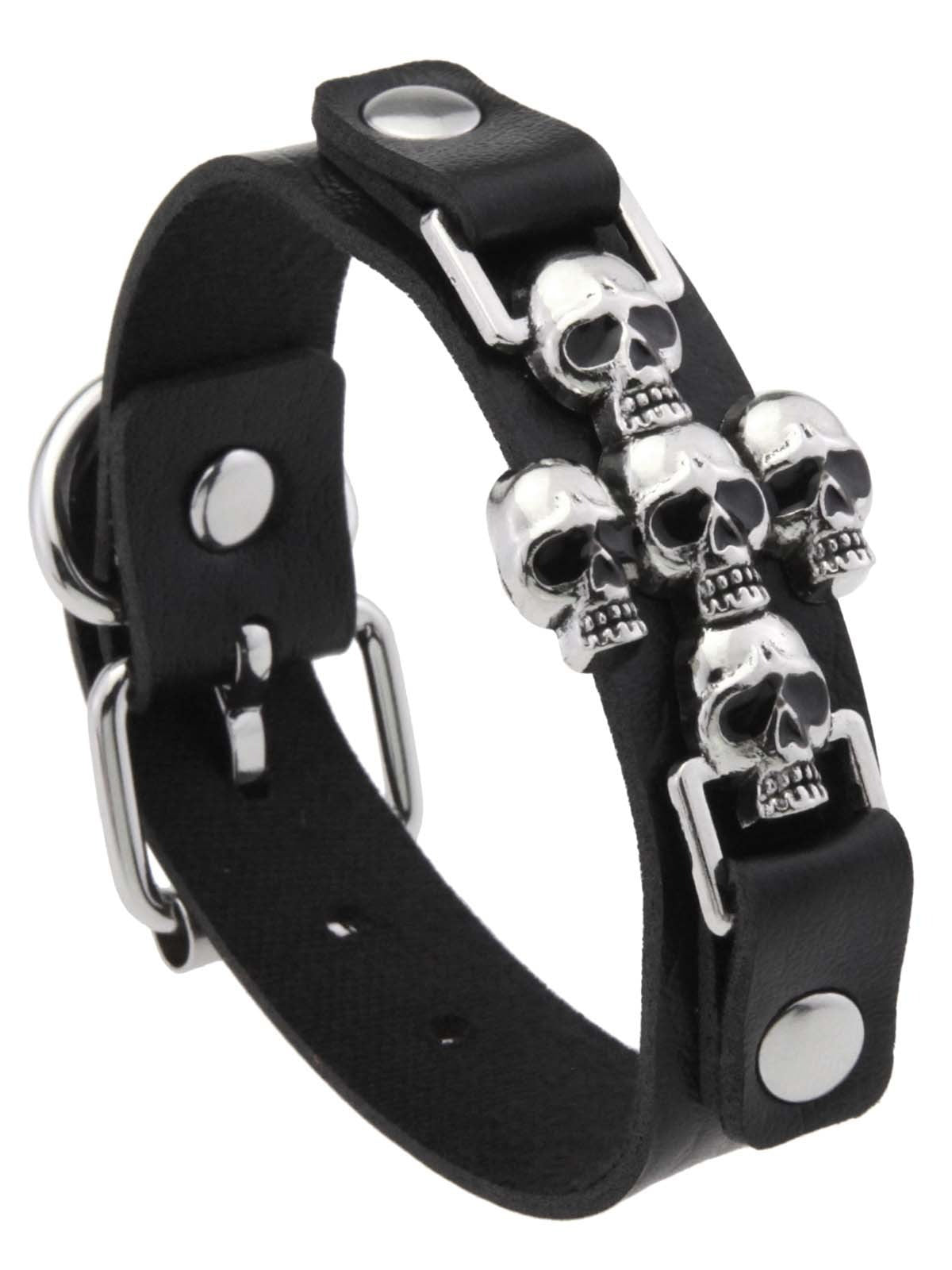 Gothic Cross Skull Leather Bracelet