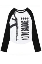 Contrast Raglan Vertical Graphic Sweatshirt