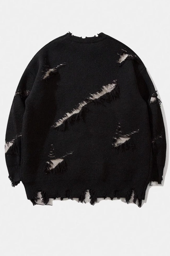 Distressed Letter Motif Relaxed Sweaters