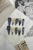 Dark Skull Floral Press On Nails