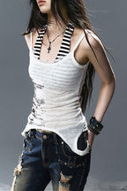 Vintage Irregular Stripe Print Cami