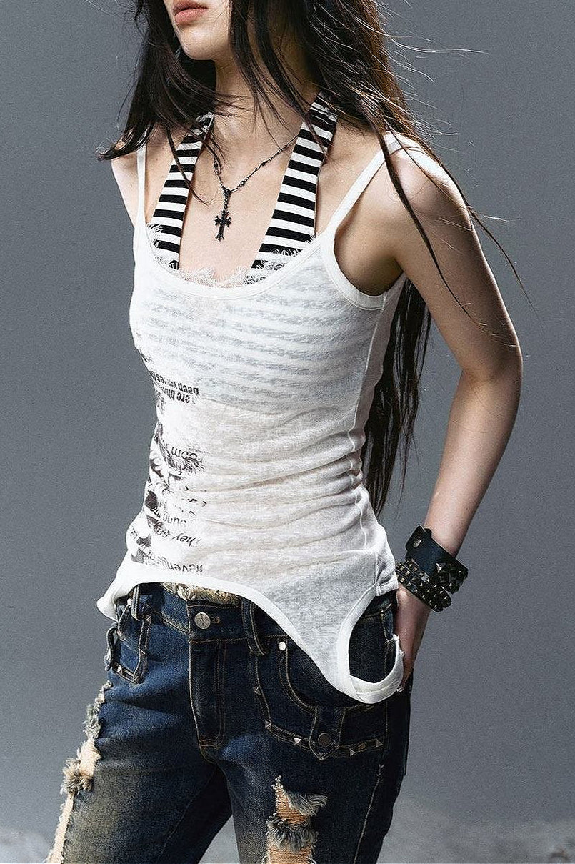 Vintage Irregular Stripe Print Cami