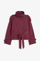 Chic Stand Collar Cropped Trench Coat