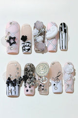 Y2K Piano Key & Musical Note Press On Nails
