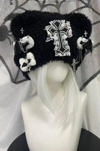 Gothic Lolita Lace Cross Bone Knitted Hat