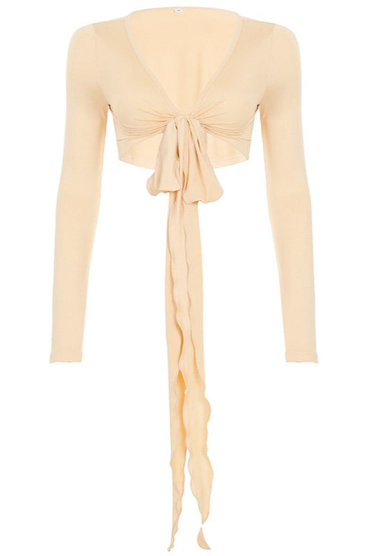 Long Tie Cropped Front Cardigans