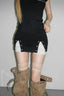 Contrast Insert Studded Mini Skirts