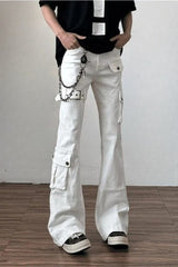 Low-Rise Cargo Flare Pants
