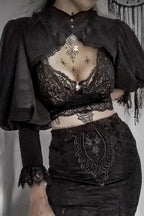 Lace Trim Puff Sleeve Cardigans