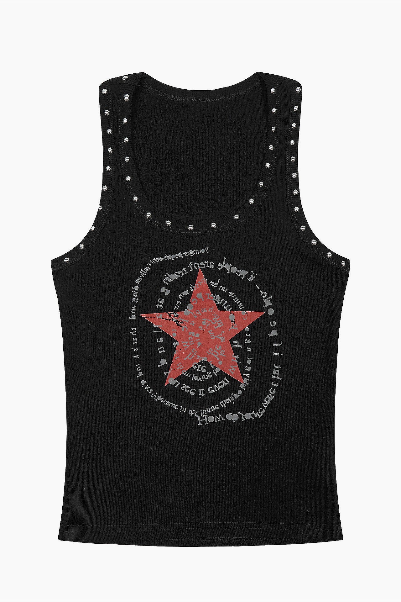 Studded Star Letter Print Tank Top Secondary image