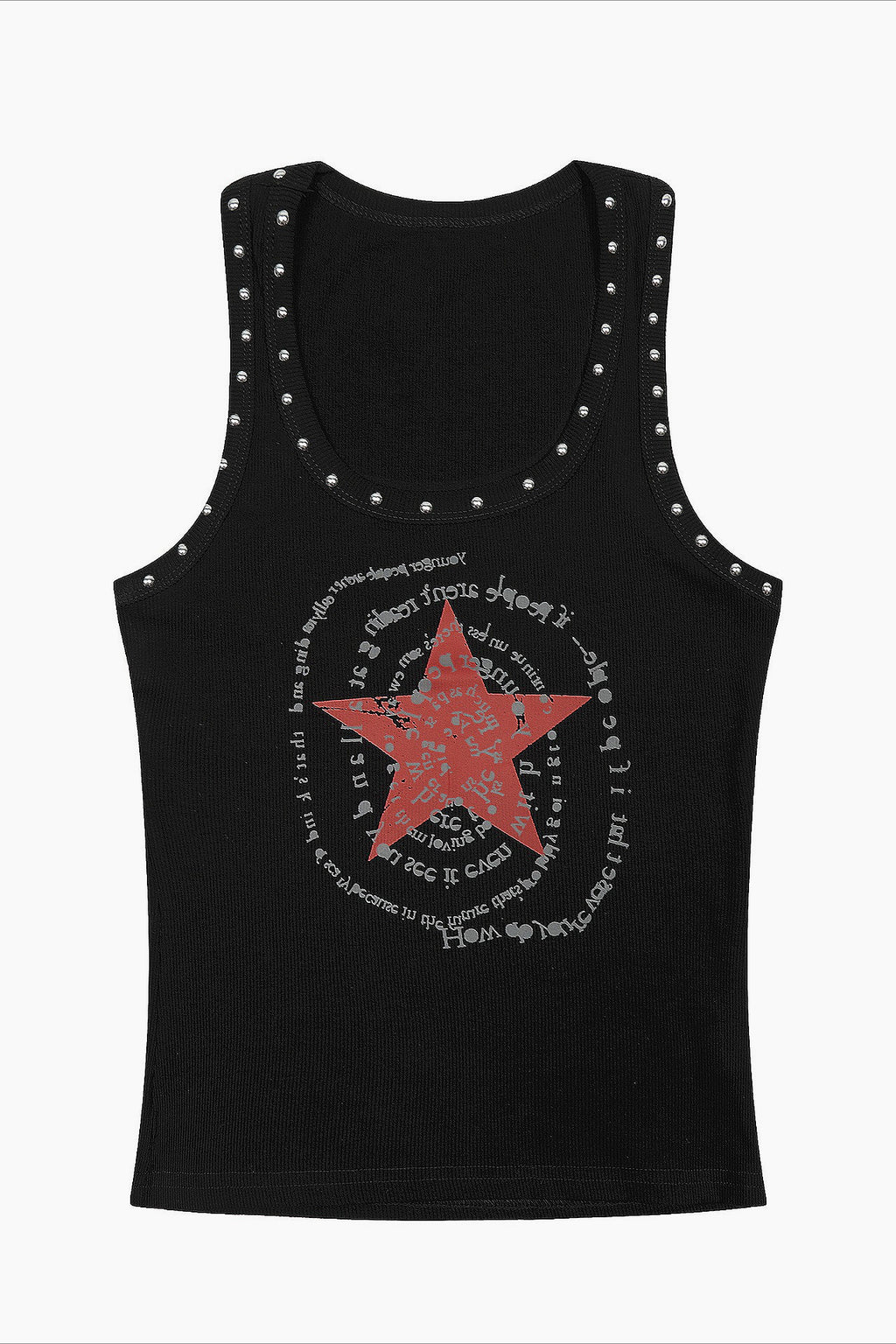Studded Star Letter Print Tank Top