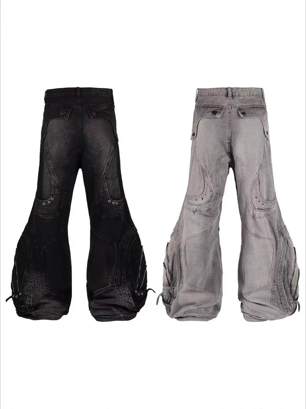 Cyber Punk Irregular Patchwork Curved Pants