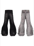 Cyber Punk Irregular Patchwork Curved Pants