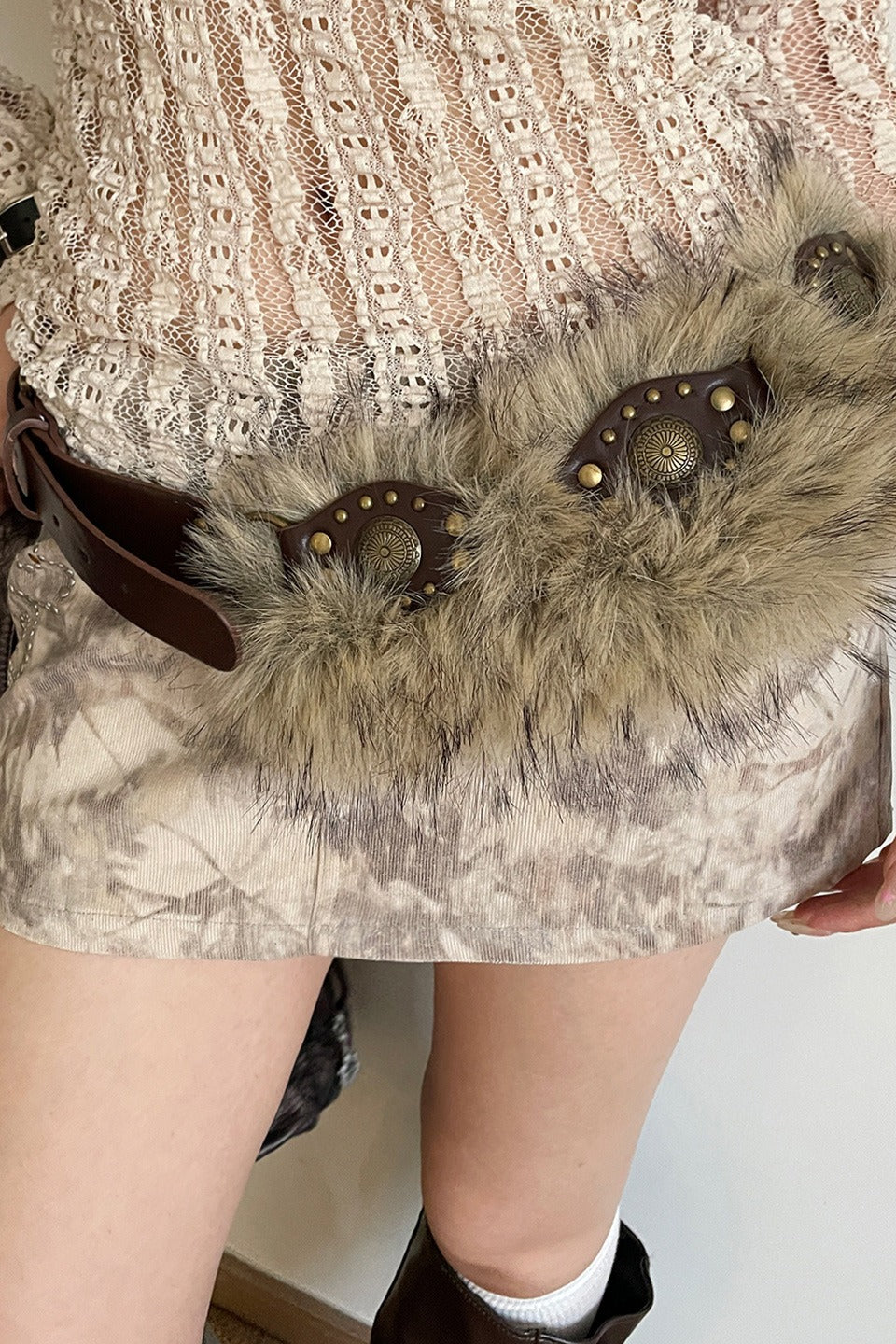 Vintage Y2K Brown Studded Wide Belt Secondary image