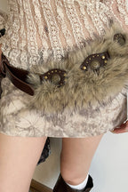 Vintage Y2K Brown Studded Wide Belt