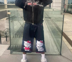 Cartoon Graphic Denim Short