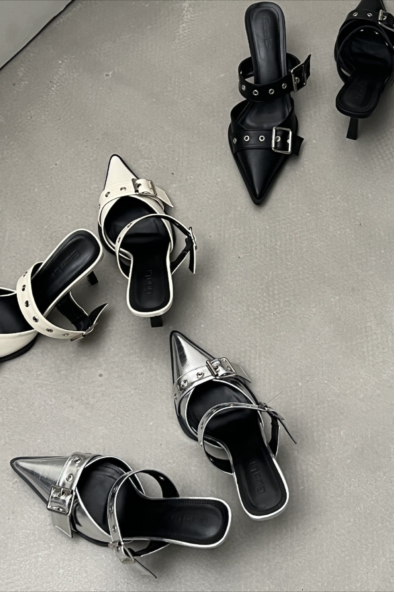 Multi-Buckle Slingback Kitten Heels