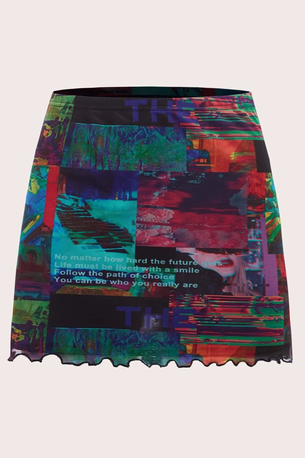 Cyber Pattern Bodycon Mini Skirt