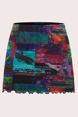 Cyber Pattern Bodycon Mini Skirt