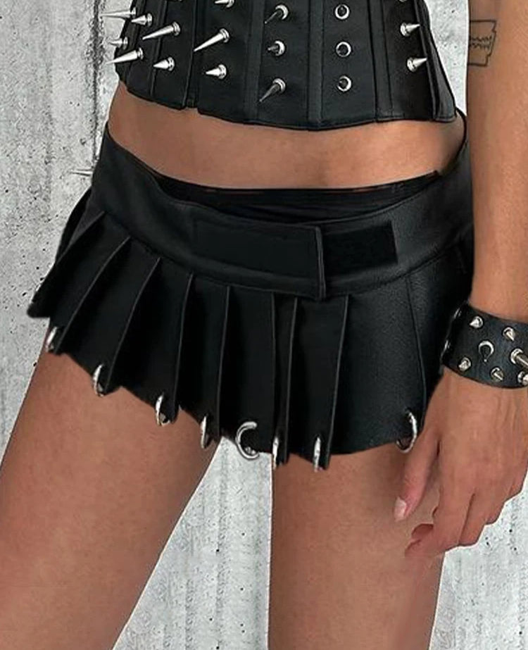 Solid PU Leather A-line Skirt Main image