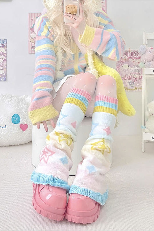 Y2K Candy Color Star Socks
