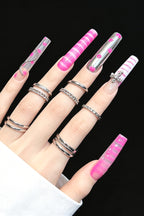 Y2K Pink Laser Polka Dot Press On Nails