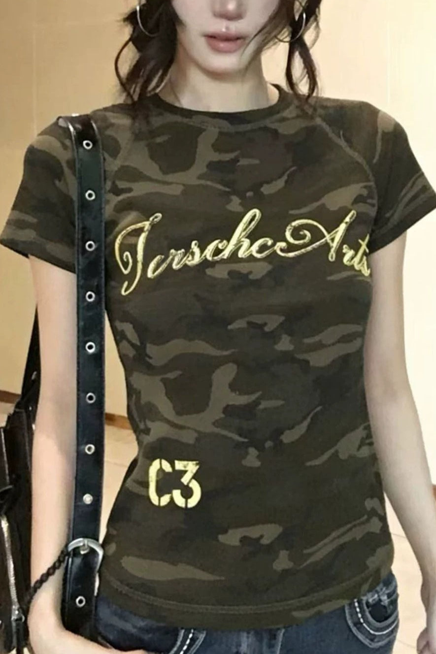 Camouflage Script Short Sleeve T-Shirt Main image