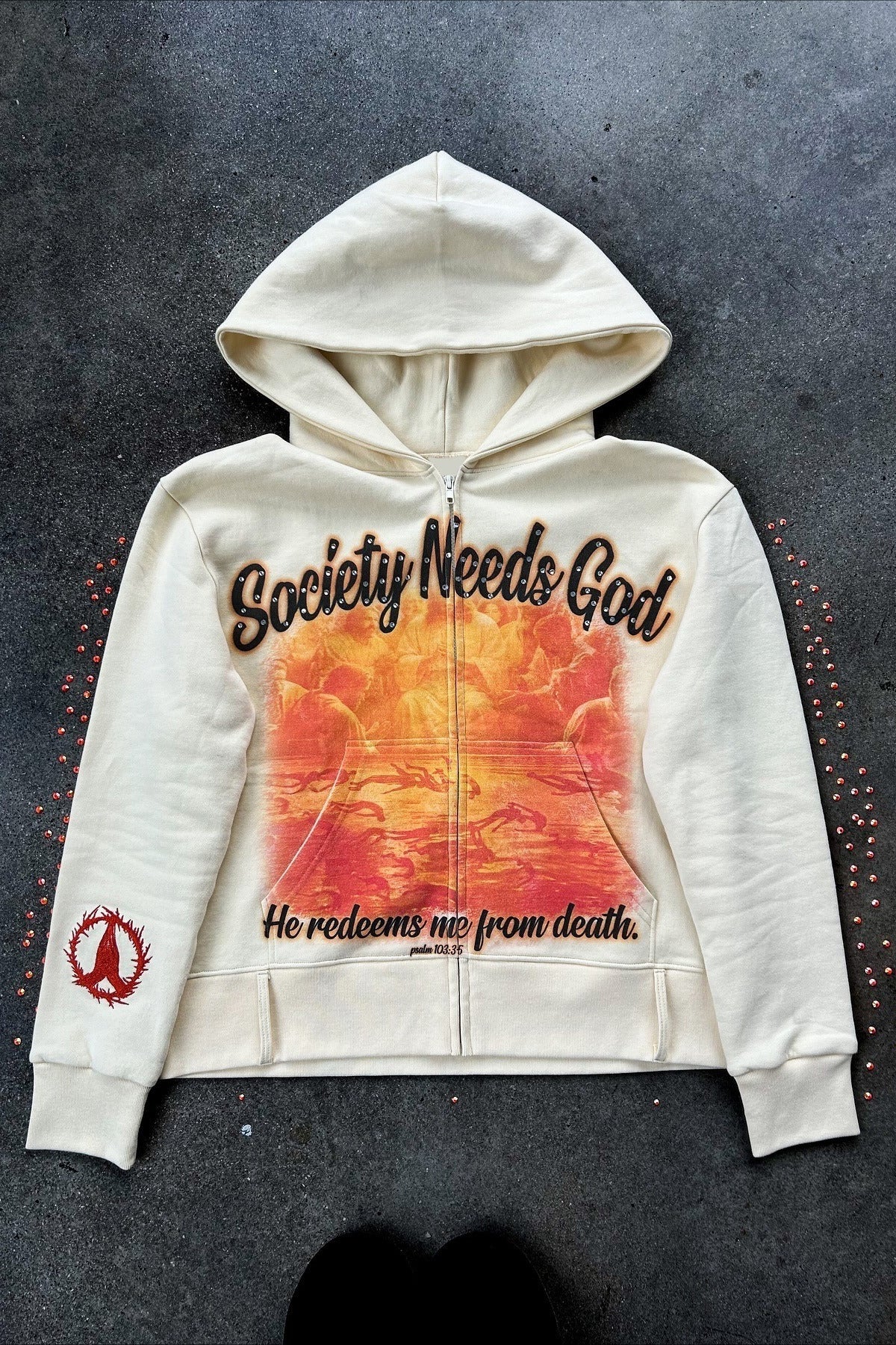 Orange Panel Graphic Oversized Hoodie Main image