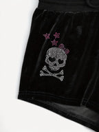 Punk Drawstring Rhinestone Printed Shorts