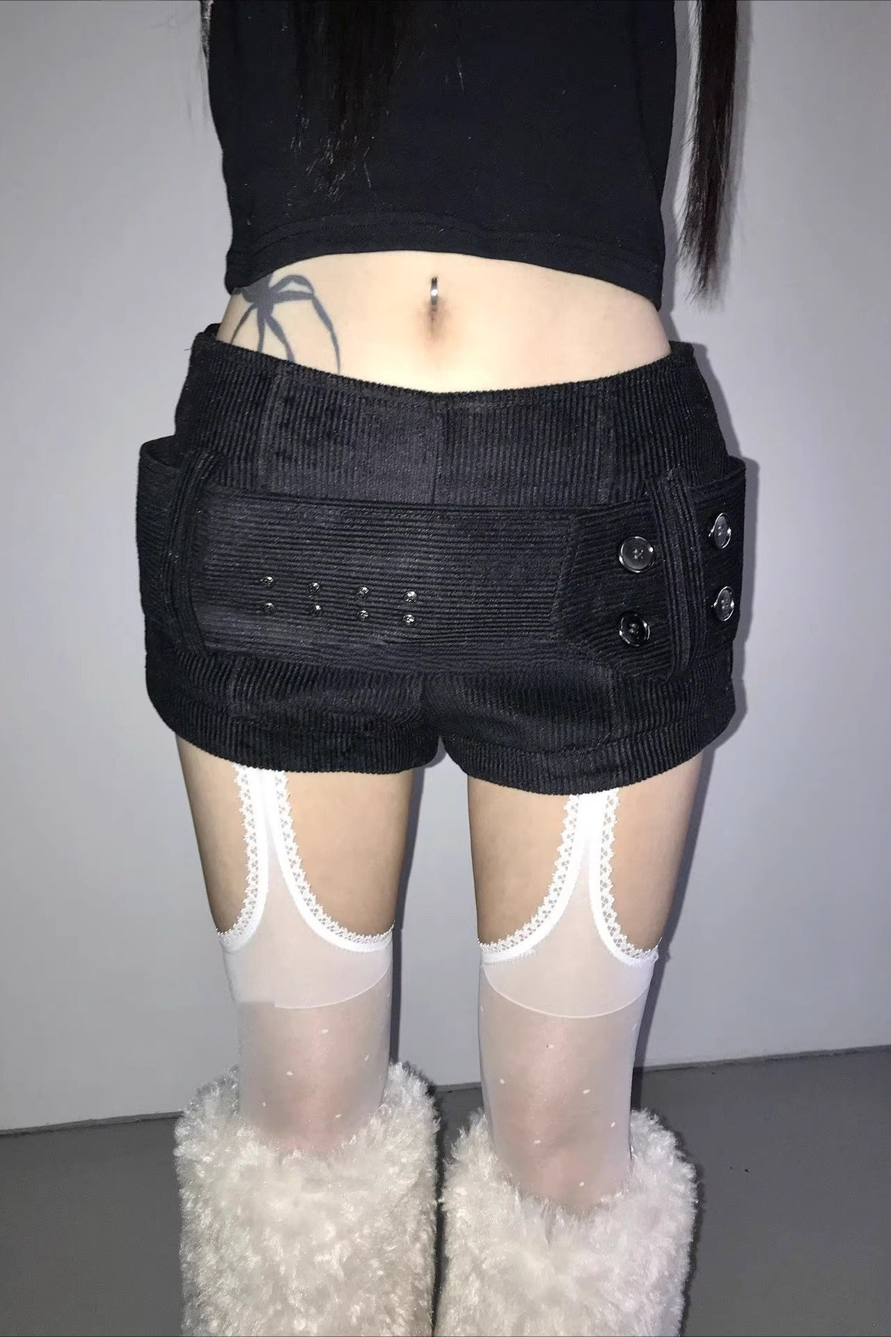 Studded Corduroy Hot Pants