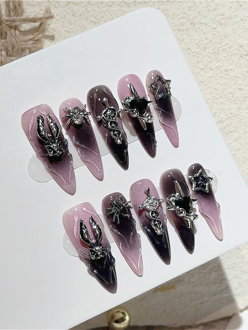 Goth Pink Black Gradient Press On Nails Main image
