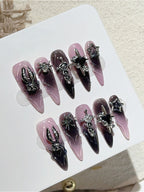 Goth Pink Black Gradient Press On Nails