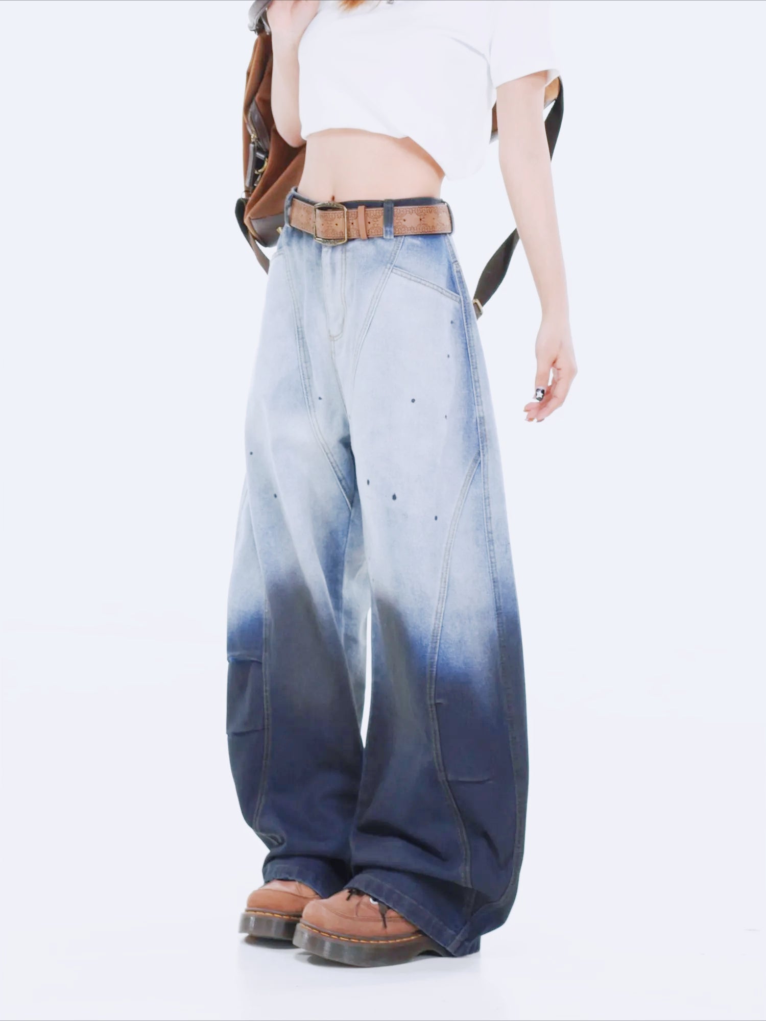 Patchwork Gothic High Waist Denim Pant Main image