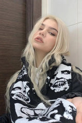 Gothic Retro Zombie Horror Knitted Autumn Winter Warm Scarf