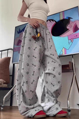 Vintage Bone Charm Wide-Leg Loose Fit Pants