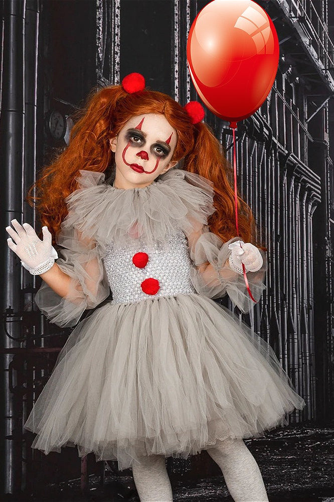 Scary Clown Tutu Dress Kid Halloween Costume Main image
