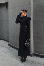 V-Neck Solid Slim Single-Breasted Coat