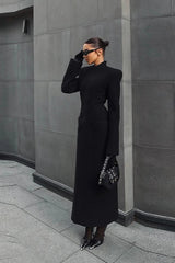 V-Neck Solid Slim Single-Breasted Coat